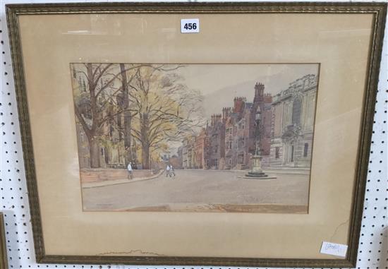 Nora Davidson, watercolour, Street scene